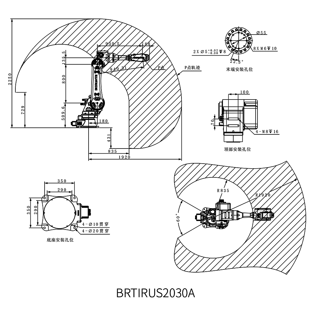 Envelope de movimento do BORUNTE BRTIRUS2030A